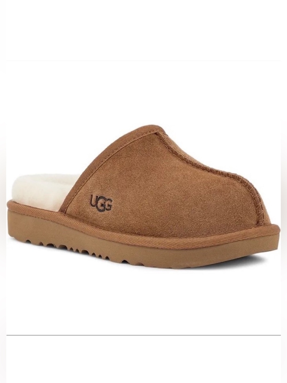 UGG Keegan Chestnut Suede Shearling Slide Slippers Kids Size 13 Cozy Comfort
